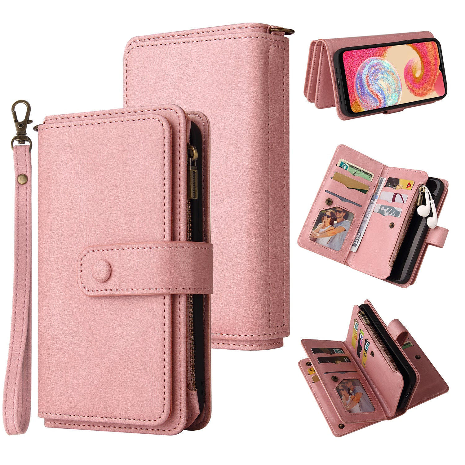 For Samsung Galaxy A04e 4G / F04 4G / M04 4G Phone Case KT Multi-Functional Series-2 Multiple Card Slots Leather Wallet Cover