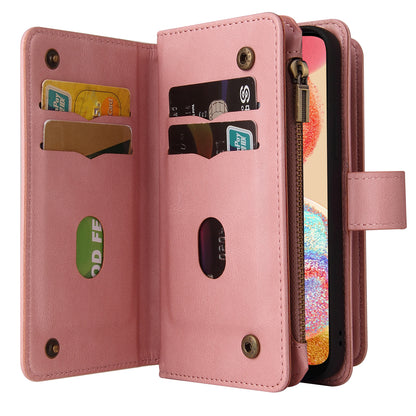 For Samsung Galaxy A04e 4G / F04 4G / M04 4G Phone Case KT Multi-Functional Series-2 Multiple Card Slots Leather Wallet Cover