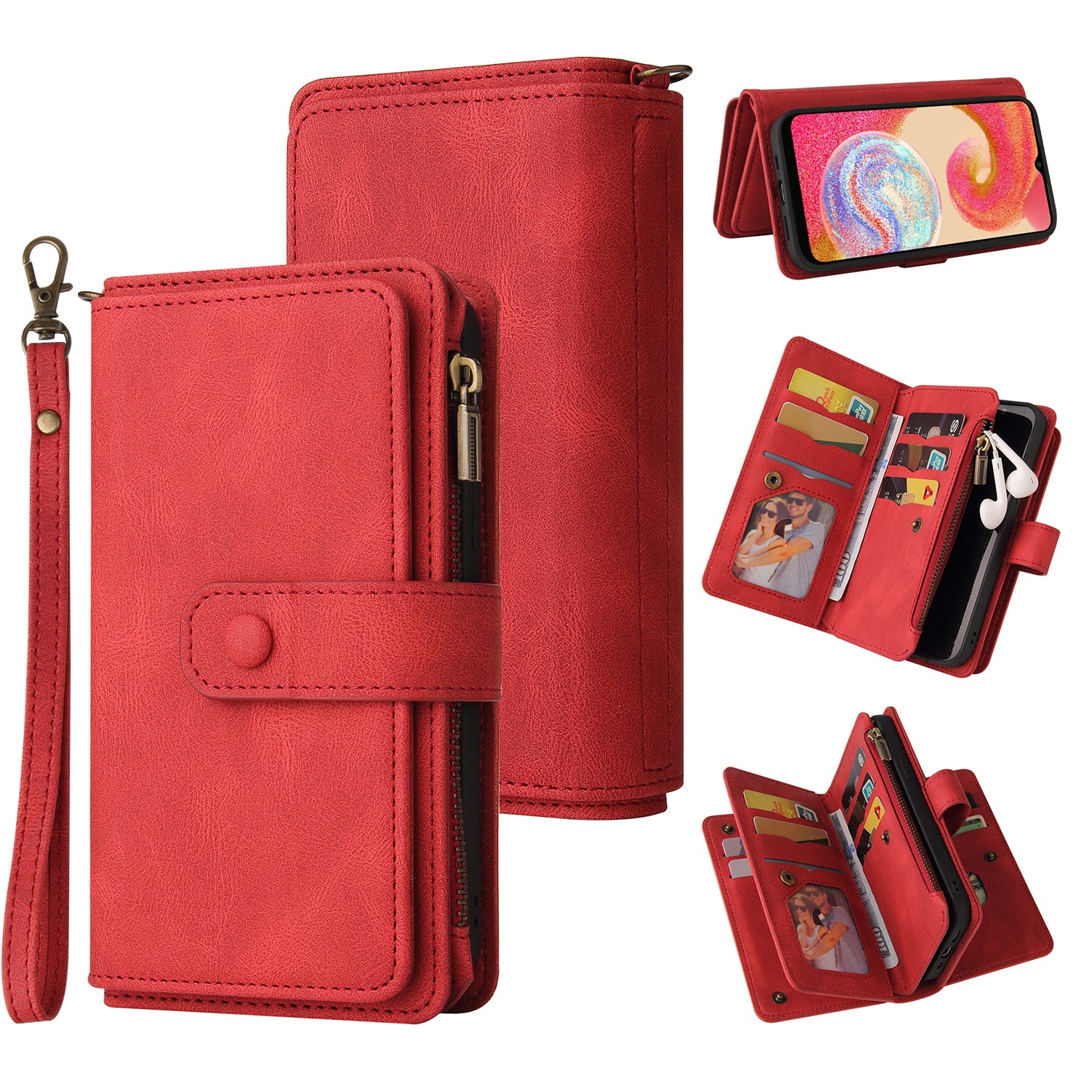 For Samsung Galaxy A04e 4G / F04 4G / M04 4G Phone Case KT Multi-Functional Series-2 Multiple Card Slots Leather Wallet Cover