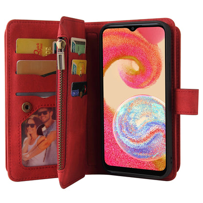 For Samsung Galaxy A04e 4G / F04 4G / M04 4G Phone Case KT Multi-Functional Series-2 Multiple Card Slots Leather Wallet Cover