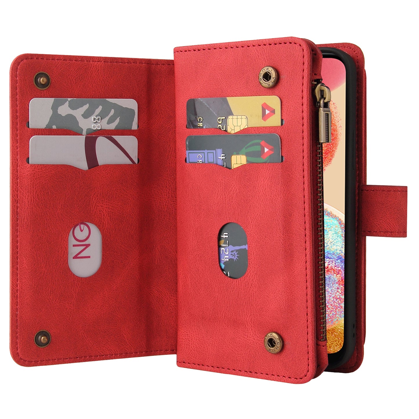 For Samsung Galaxy A04e 4G / F04 4G / M04 4G Phone Case KT Multi-Functional Series-2 Multiple Card Slots Leather Wallet Cover