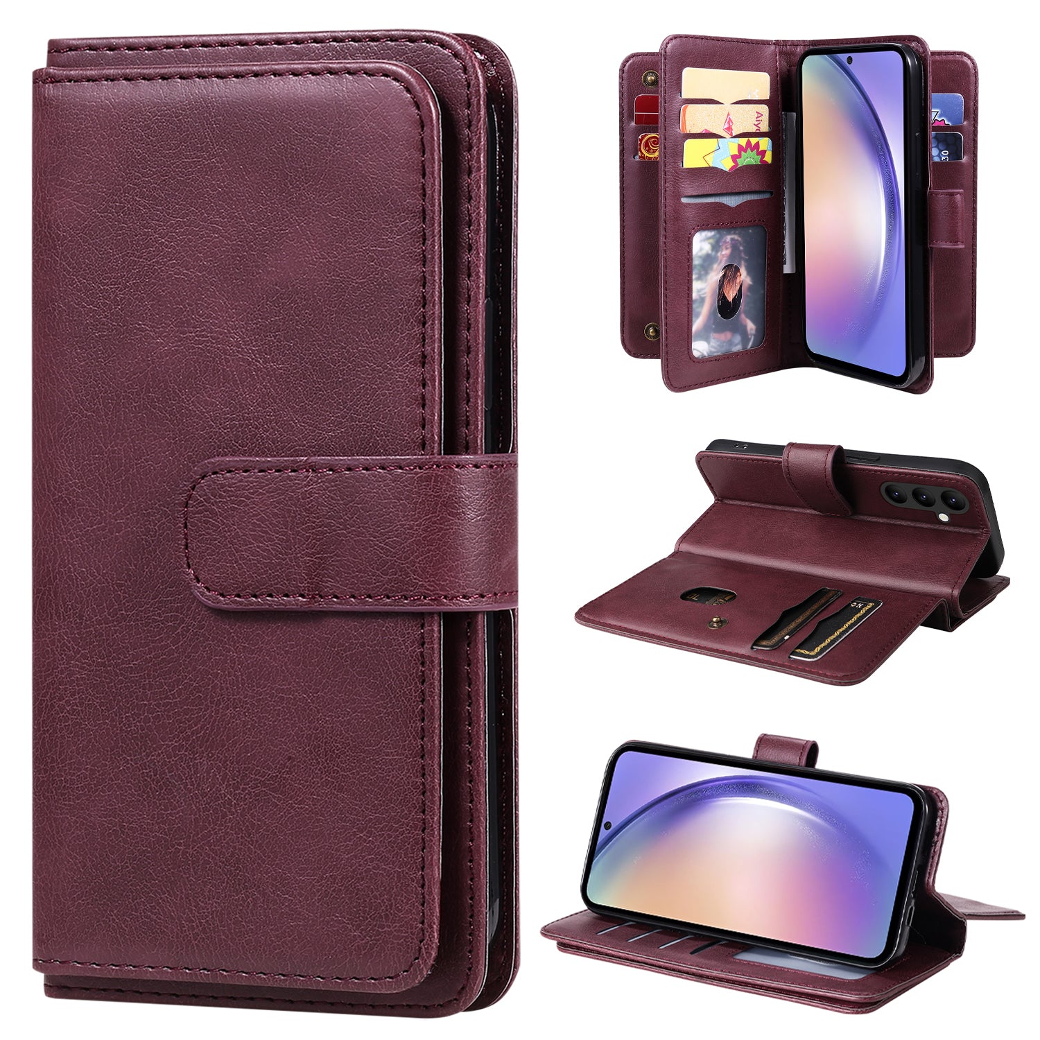 KT Multi-functional Series-1 for Samsung Galaxy A54 5G Flip Cover 10 Card Slots Stand Leather Wallet Phone Case