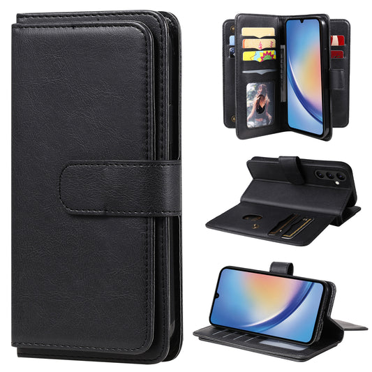 KT Multi-functional Series-1 for Samsung Galaxy A34 5G Leather Cover 10 Card Slots Stand Wallet Phone Flip Case