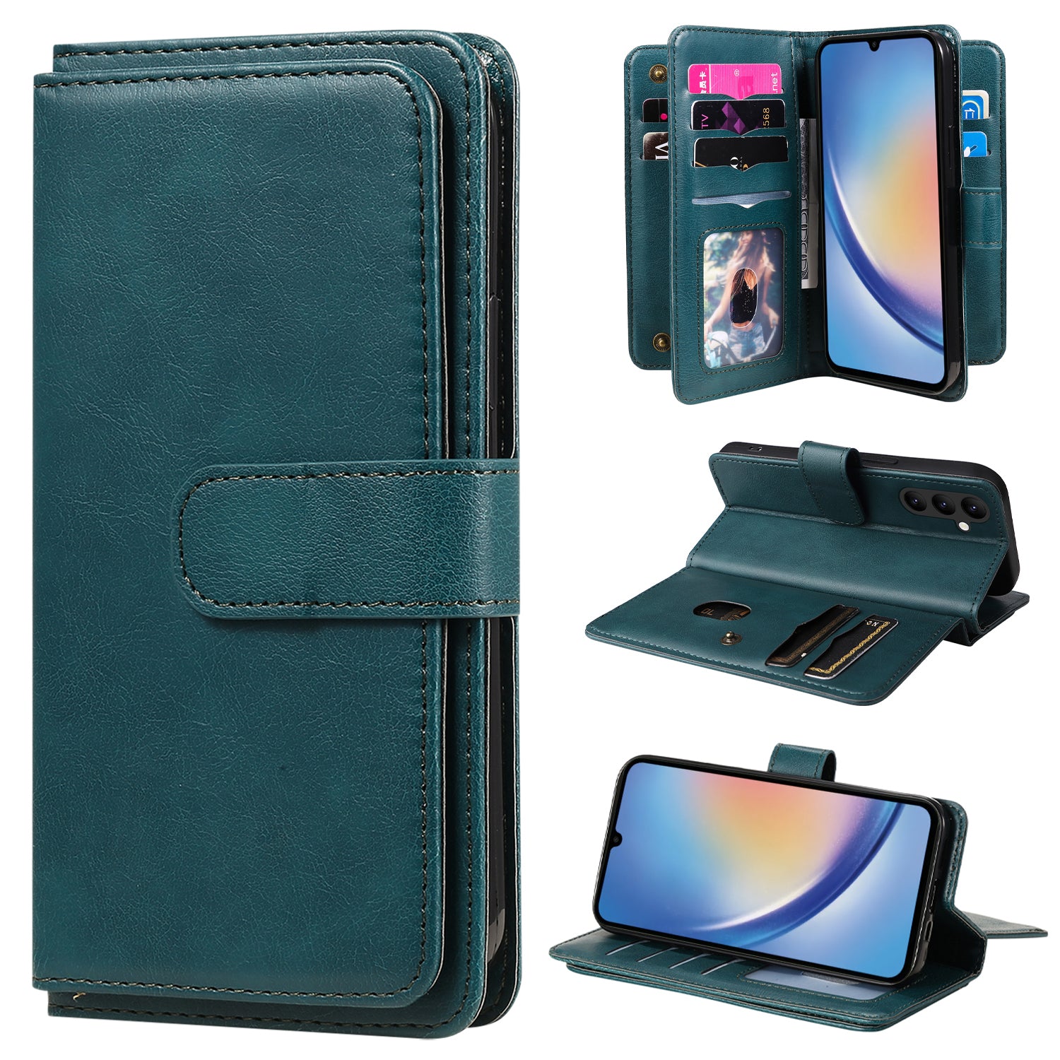 KT Multi-functional Series-1 for Samsung Galaxy A34 5G Leather Cover 10 Card Slots Stand Wallet Phone Flip Case