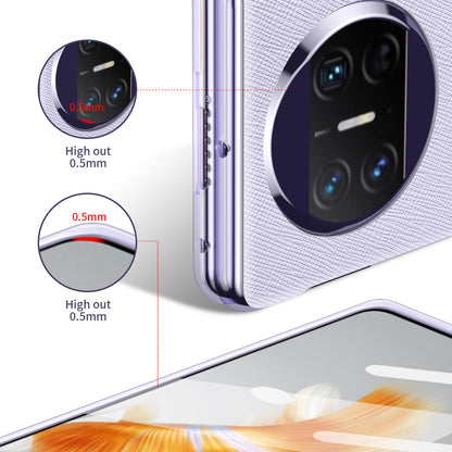 For Huawei Mate X3 5G PU Leather Coated PC Phone Case Kickstand Transparent Border Cover with Tempered Glass Film