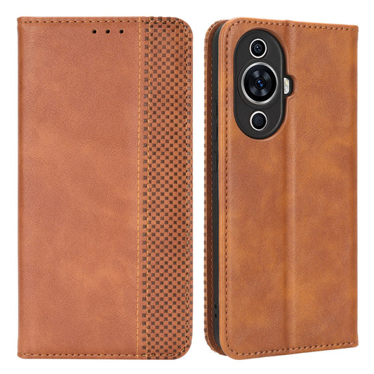 For Huawei nova 11 Stand Wallet Cell Phone Case Anti-Scratch Magnetic Retro PU Leather Cover