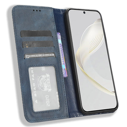 For Huawei nova 11 Stand Wallet Cell Phone Case Anti-Scratch Magnetic Retro PU Leather Cover