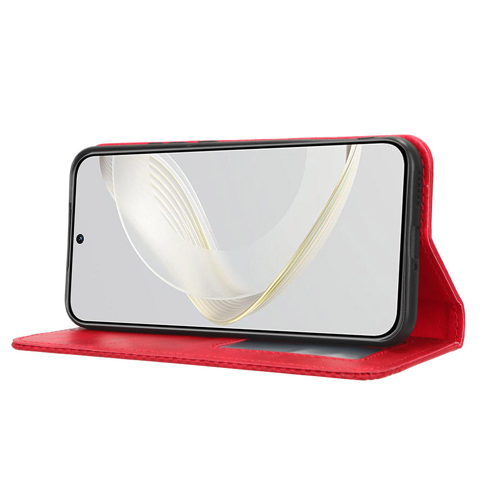 For Huawei nova 11 Stand Wallet Cell Phone Case Anti-Scratch Magnetic Retro PU Leather Cover