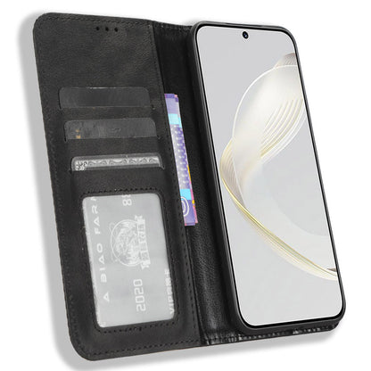 For Huawei nova 11 Stand Wallet Cell Phone Case Anti-Scratch Magnetic Retro PU Leather Cover