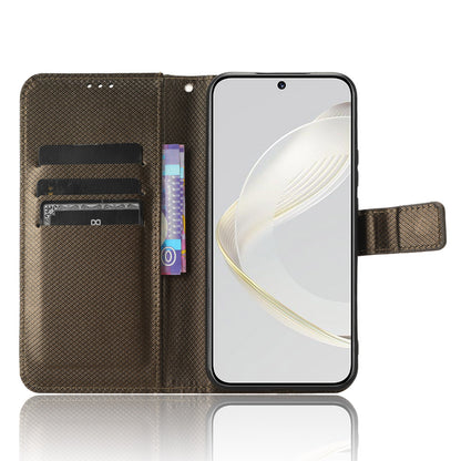 For Huawei nova 11 Wallet Phone Case PU Leather Diamond Texture Stand Cell Phone Cover