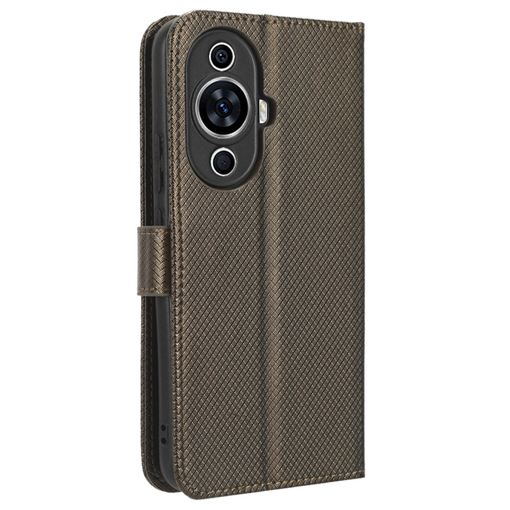 For Huawei nova 11 Wallet Phone Case PU Leather Diamond Texture Stand Cell Phone Cover