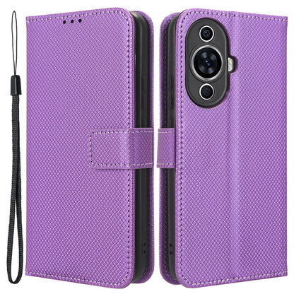For Huawei nova 11 Wallet Phone Case PU Leather Diamond Texture Stand Cell Phone Cover