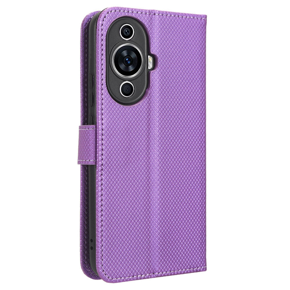 For Huawei nova 11 Wallet Phone Case PU Leather Diamond Texture Stand Cell Phone Cover