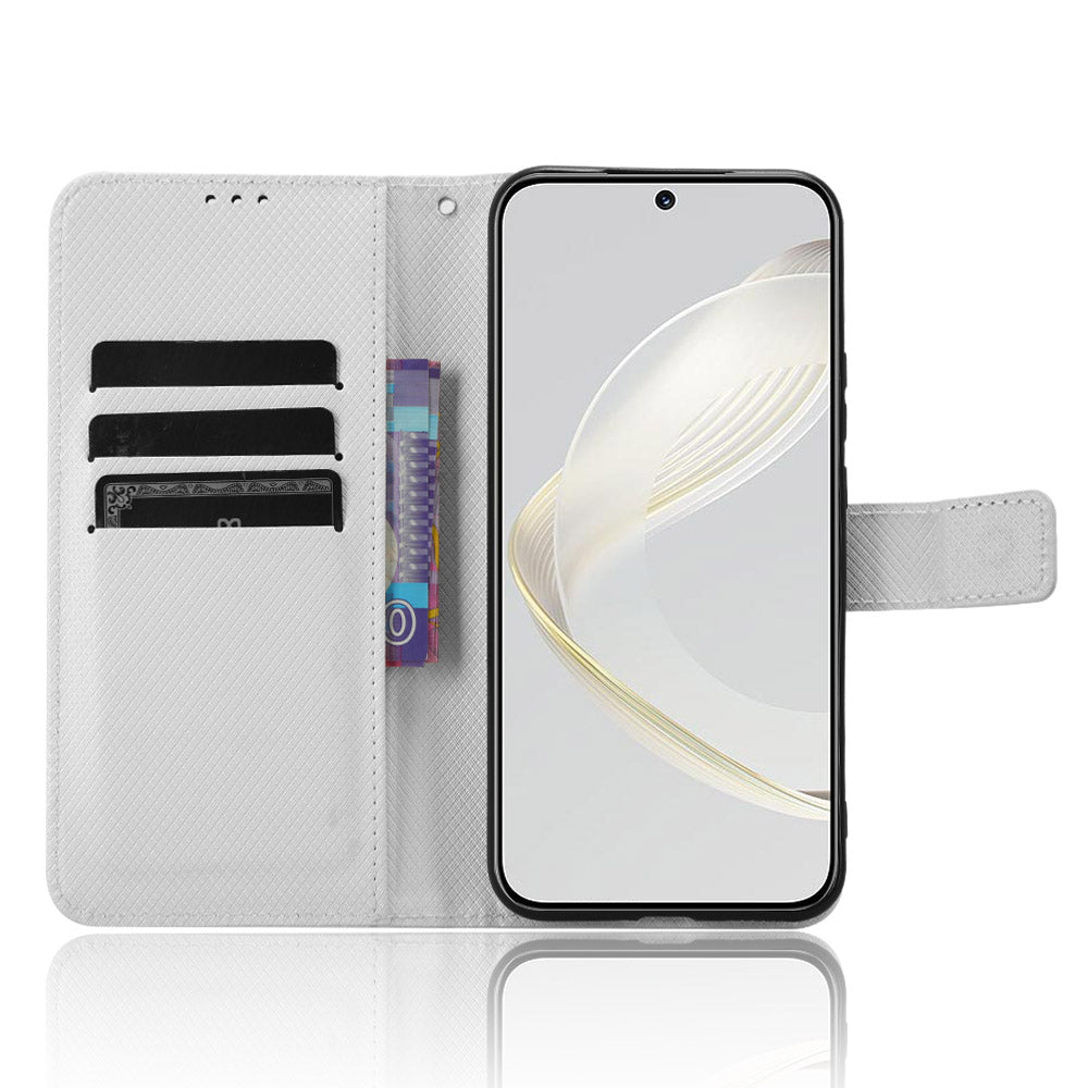 For Huawei nova 11 Wallet Phone Case PU Leather Diamond Texture Stand Cell Phone Cover