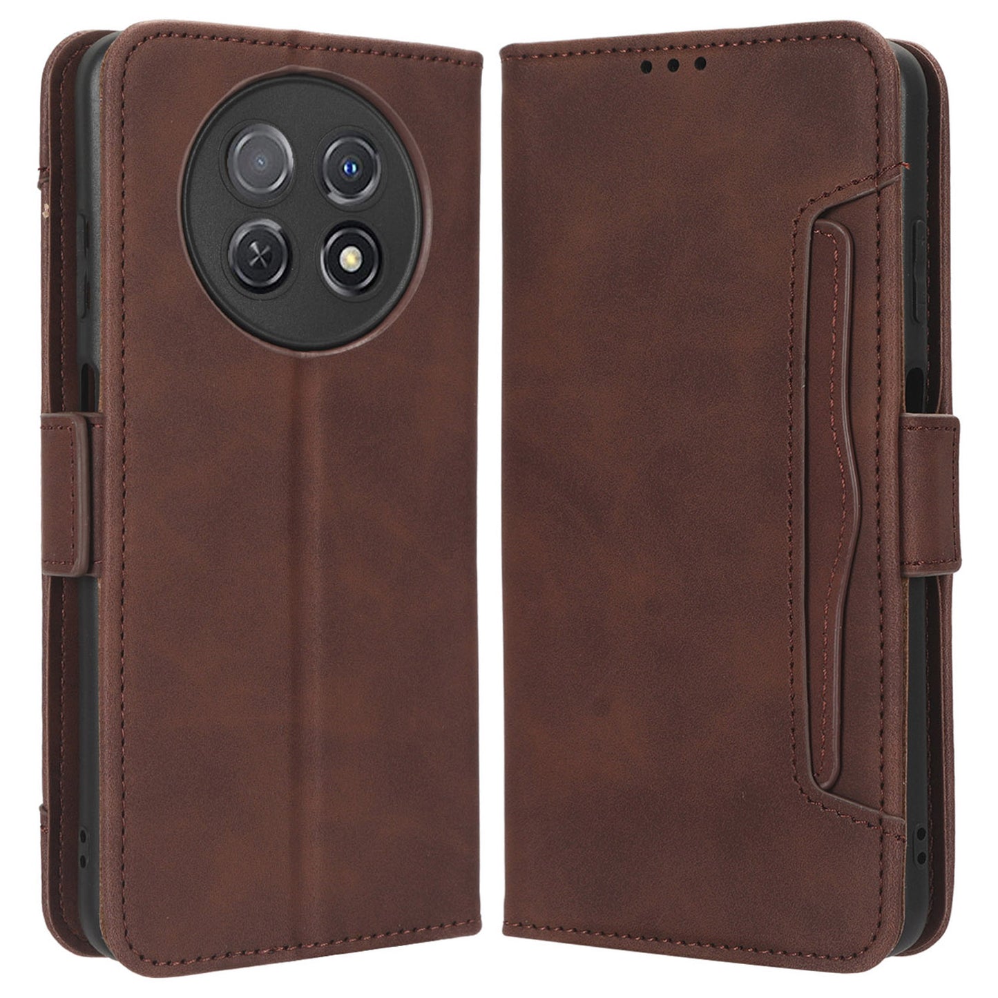 For Huawei nova Y91 4G / Enjoy 60X Multiple Card Slots Phone Cover Wallet PU Leather Phone Stand Case