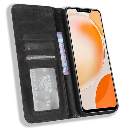 For Huawei nova Y91 4G / Enjoy 60X Dustproof PU Leather Phone Cover Stand Retro Wallet Flip Cell Phone Case