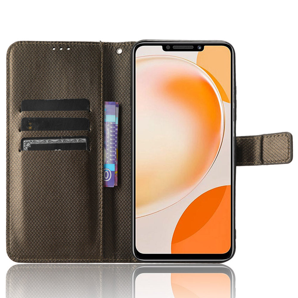 For Huawei nova Y91 4G / Enjoy 60X Wallet Phone Case PU Leather Diamond Texture Phone Stand Cover