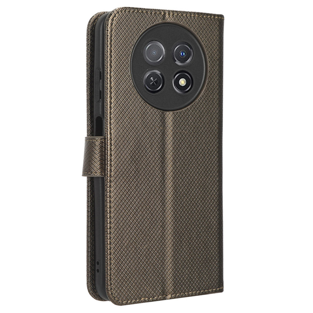 For Huawei nova Y91 4G / Enjoy 60X Wallet Phone Case PU Leather Diamond Texture Phone Stand Cover