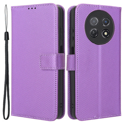 For Huawei nova Y91 4G / Enjoy 60X Wallet Phone Case PU Leather Diamond Texture Phone Stand Cover