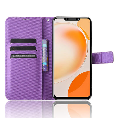 For Huawei nova Y91 4G / Enjoy 60X Wallet Phone Case PU Leather Diamond Texture Phone Stand Cover