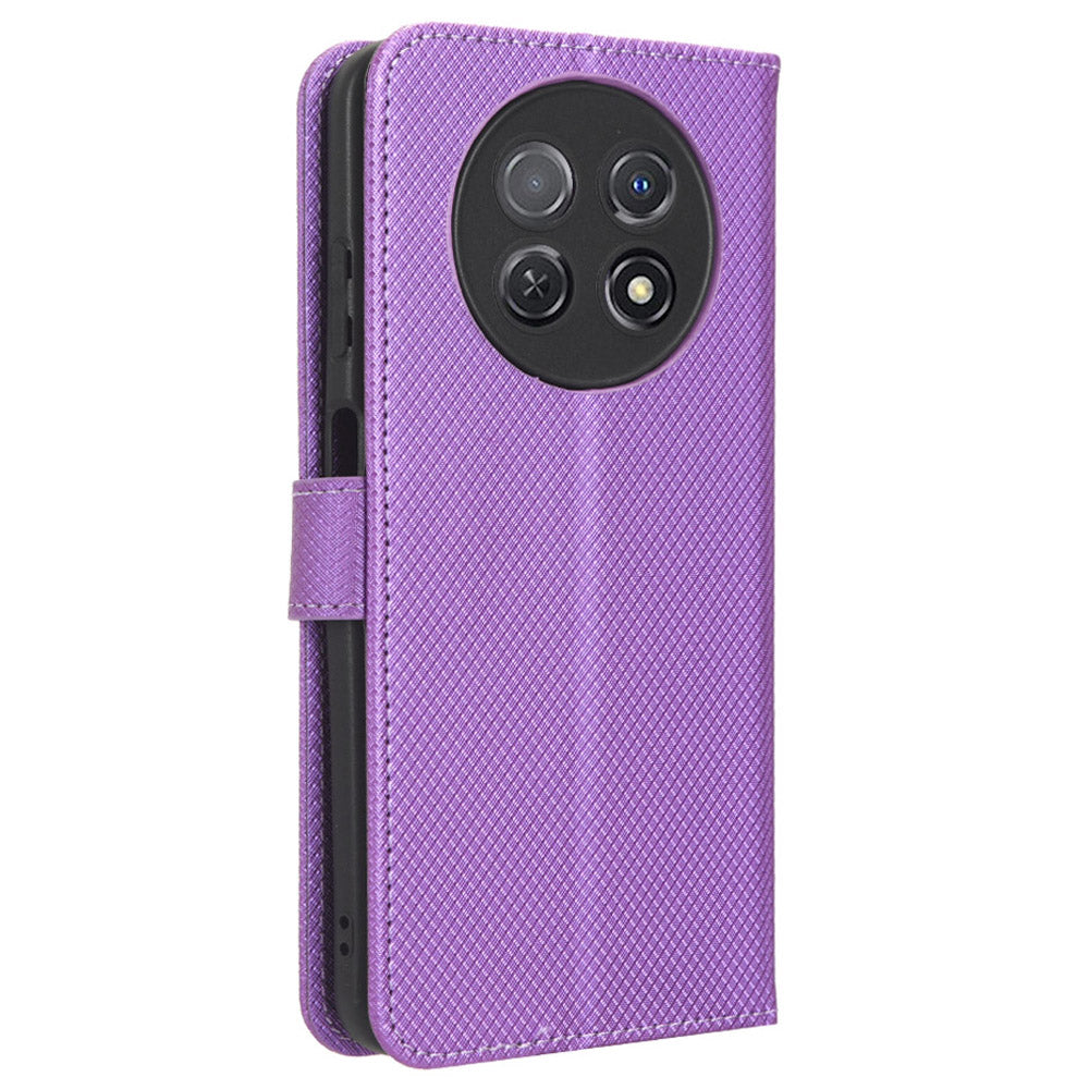 For Huawei nova Y91 4G / Enjoy 60X Wallet Phone Case PU Leather Diamond Texture Phone Stand Cover