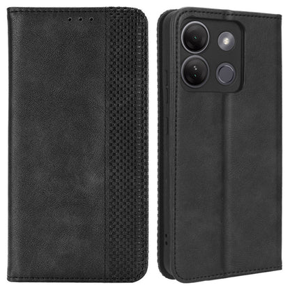 For Infinix Smart 7 Plus Anti-dust Phone Cover PU Leather Stand Wallet Retro Magnetic Closure Mobile Phone Case