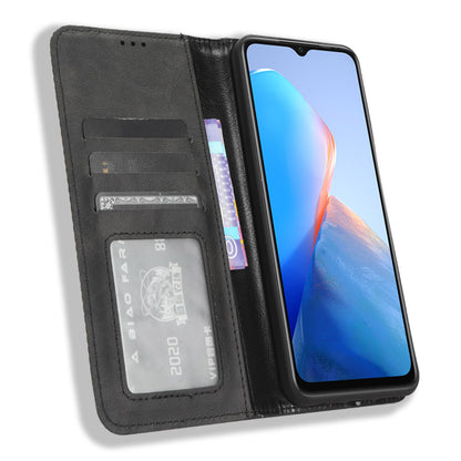 For Infinix Smart 7 Plus Anti-dust Phone Cover PU Leather Stand Wallet Retro Magnetic Closure Mobile Phone Case