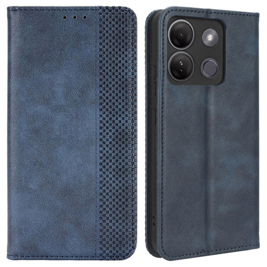 For Infinix Smart 7 Plus Anti-dust Phone Cover PU Leather Stand Wallet Retro Magnetic Closure Mobile Phone Case