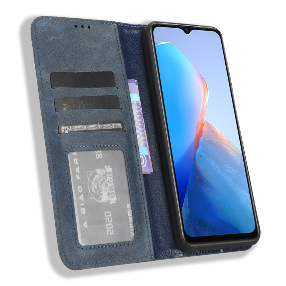 For Infinix Smart 7 Plus Anti-dust Phone Cover PU Leather Stand Wallet Retro Magnetic Closure Mobile Phone Case