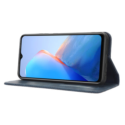 For Infinix Smart 7 Plus Anti-dust Phone Cover PU Leather Stand Wallet Retro Magnetic Closure Mobile Phone Case