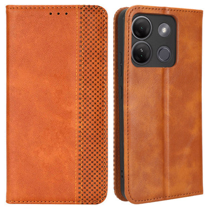 For Infinix Smart 7 Plus Anti-dust Phone Cover PU Leather Stand Wallet Retro Magnetic Closure Mobile Phone Case
