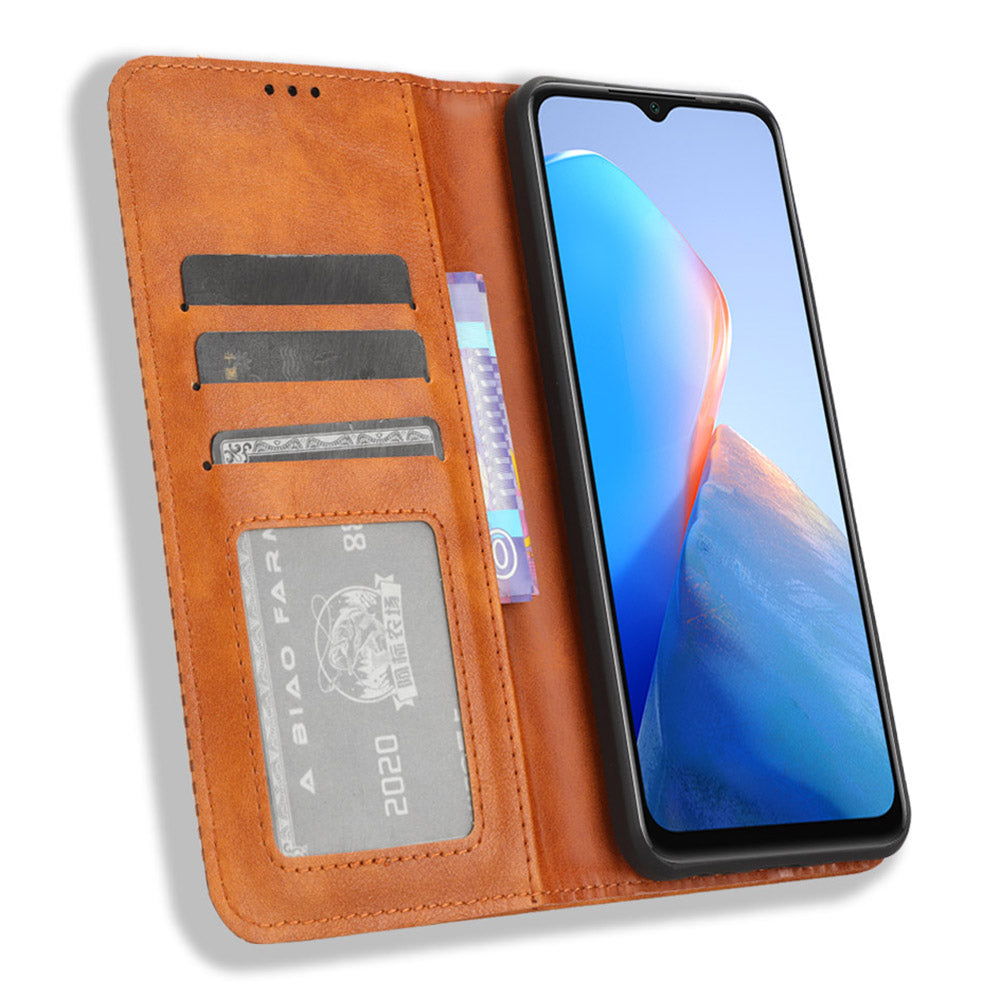 For Infinix Smart 7 Plus Anti-dust Phone Cover PU Leather Stand Wallet Retro Magnetic Closure Mobile Phone Case