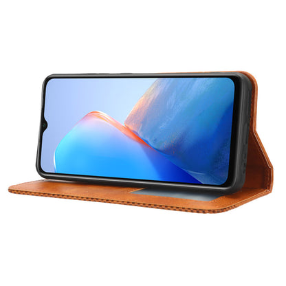 For Infinix Smart 7 Plus Anti-dust Phone Cover PU Leather Stand Wallet Retro Magnetic Closure Mobile Phone Case