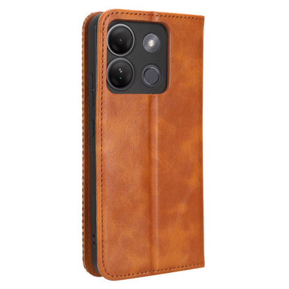 For Infinix Smart 7 Plus Anti-dust Phone Cover PU Leather Stand Wallet Retro Magnetic Closure Mobile Phone Case