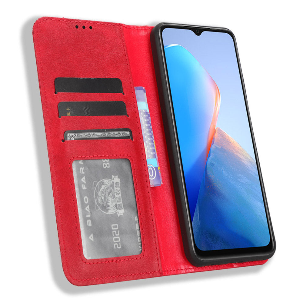 For Infinix Smart 7 Plus Anti-dust Phone Cover PU Leather Stand Wallet Retro Magnetic Closure Mobile Phone Case