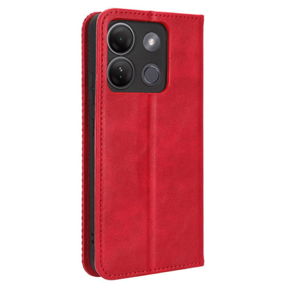 For Infinix Smart 7 Plus Anti-dust Phone Cover PU Leather Stand Wallet Retro Magnetic Closure Mobile Phone Case