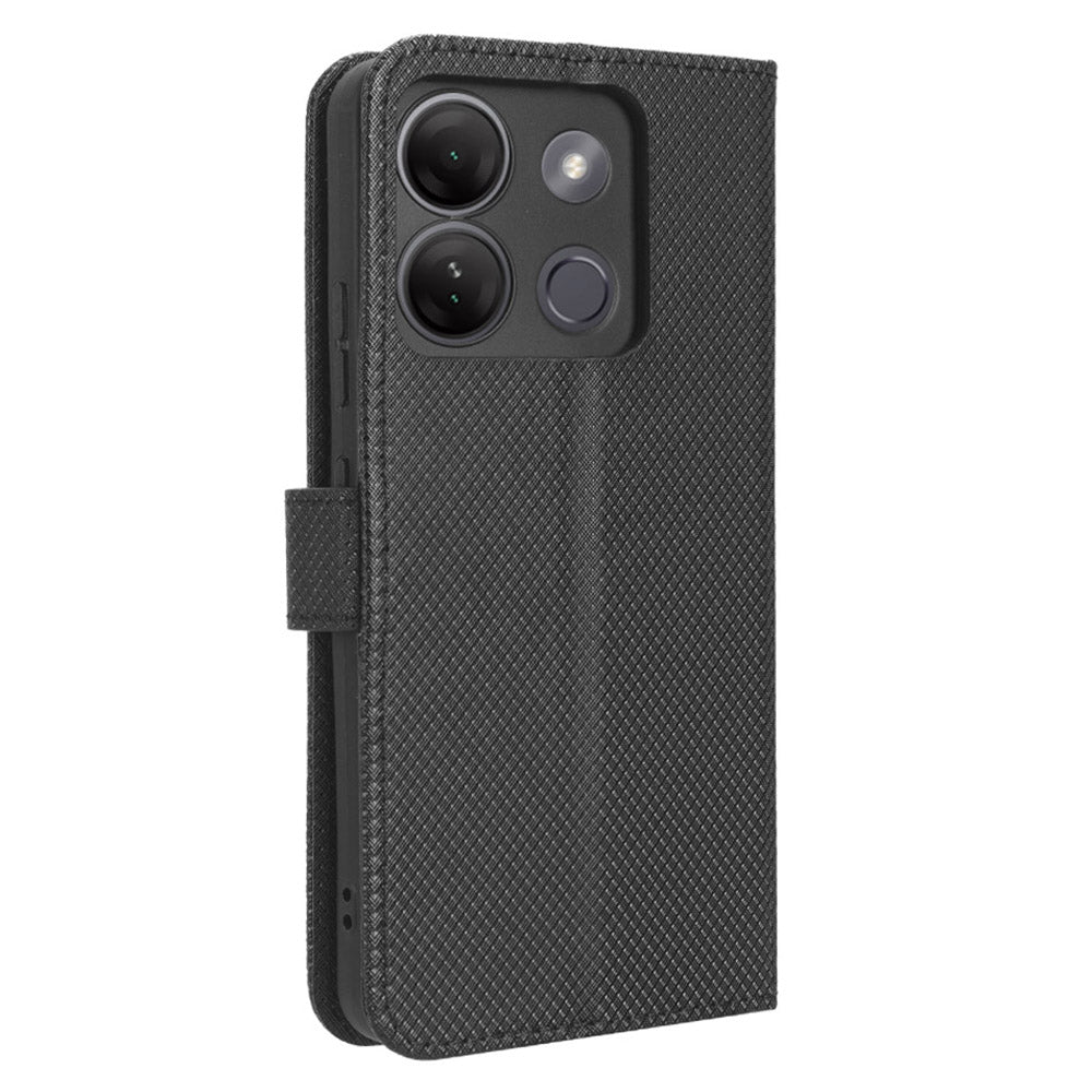 For Infinix Smart 7 Plus Diamond Texture Phone Case PU Leather Stand Wallet Phone Cover