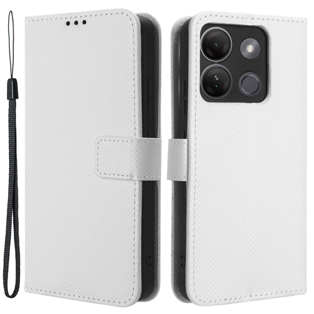 For Infinix Smart 7 Plus Diamond Texture Phone Case PU Leather Stand Wallet Phone Cover