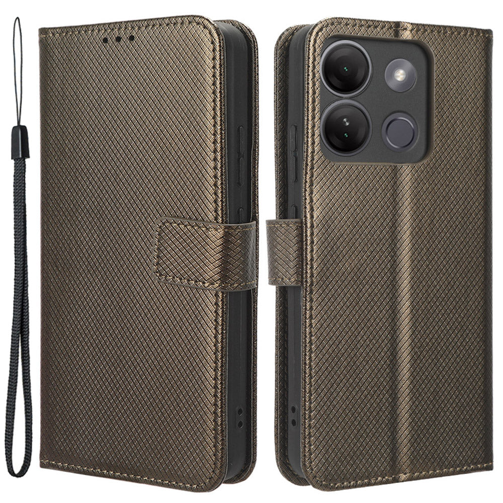 For Infinix Smart 7 Plus Diamond Texture Phone Case PU Leather Stand Wallet Phone Cover