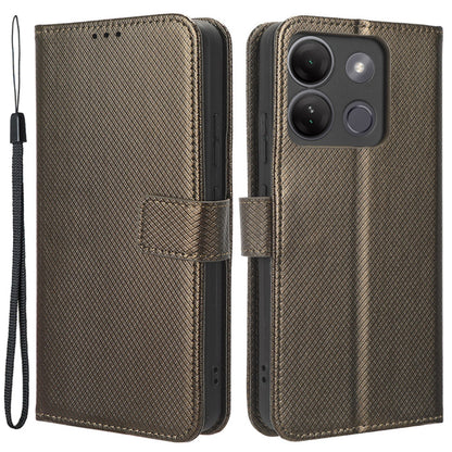 For Infinix Smart 7 Plus Diamond Texture Phone Case PU Leather Stand Wallet Phone Cover