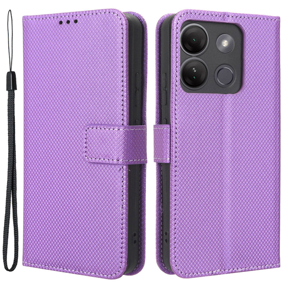 For Infinix Smart 7 Plus Diamond Texture Phone Case PU Leather Stand Wallet Phone Cover