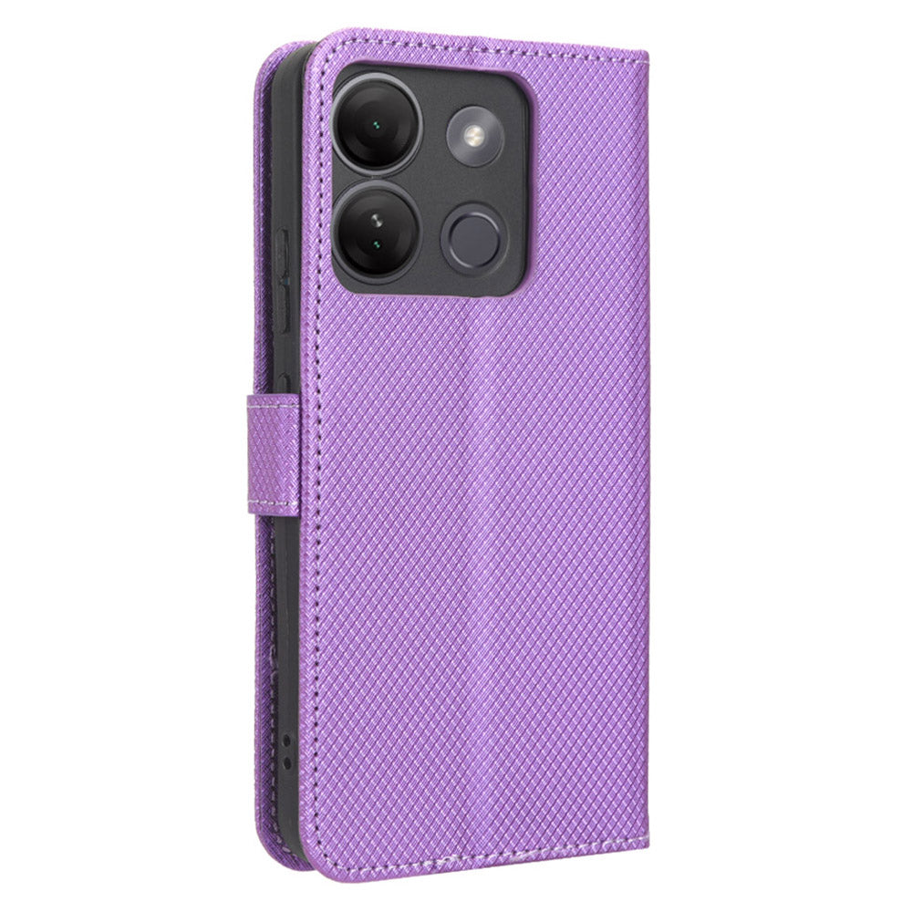 For Infinix Smart 7 Plus Diamond Texture Phone Case PU Leather Stand Wallet Phone Cover