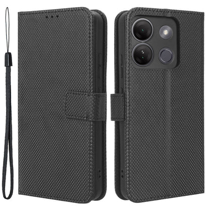 For Infinix Smart 7 HD 4G (X6516) Diamond Texture Flip Case PU Leather Stand Wallet Phone Cover