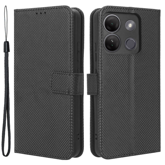 For Infinix Smart 7 HD 4G (X6516) Diamond Texture Flip Case PU Leather Stand Wallet Phone Cover