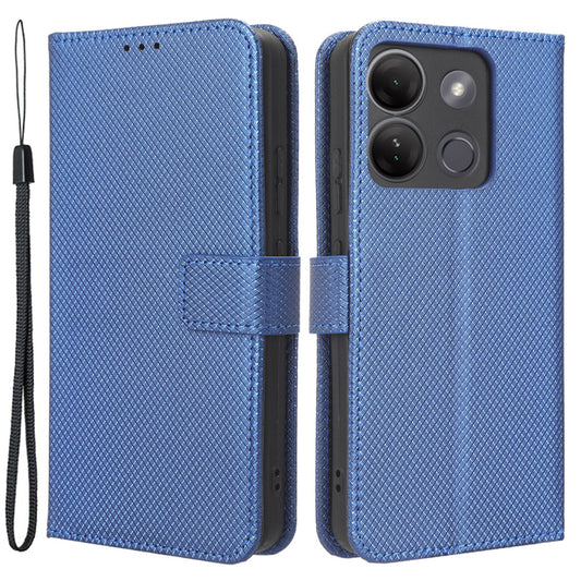 For Infinix Smart 7 HD 4G (X6516) Diamond Texture Flip Case PU Leather Stand Wallet Phone Cover