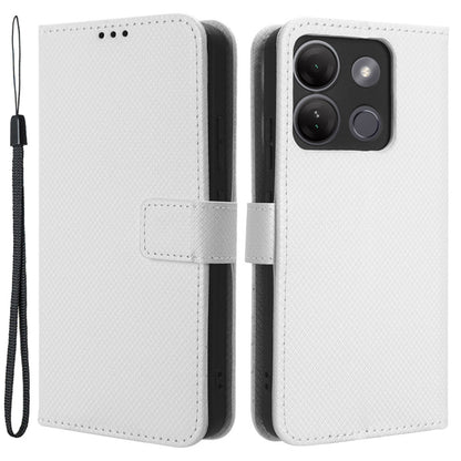 For Infinix Smart 7 HD 4G (X6516) Diamond Texture Flip Case PU Leather Stand Wallet Phone Cover