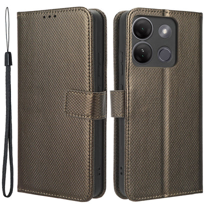 For Infinix Smart 7 HD 4G (X6516) Diamond Texture Flip Case PU Leather Stand Wallet Phone Cover