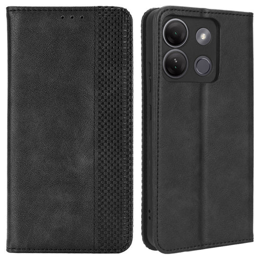 For Infinix Smart 7 HD 4G / X6516 PU Leather Magnetic Closure Mobile Cover Stand Wallet Retro Cell Phone Case
