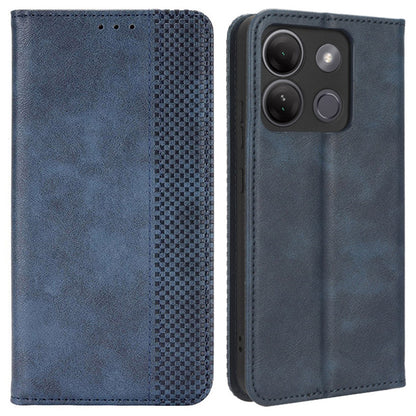 For Infinix Smart 7 HD 4G / X6516 PU Leather Magnetic Closure Mobile Cover Stand Wallet Retro Cell Phone Case