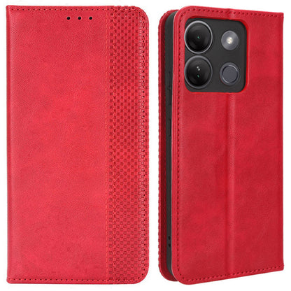 For Infinix Smart 7 HD 4G / X6516 PU Leather Magnetic Closure Mobile Cover Stand Wallet Retro Cell Phone Case